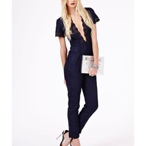 Missguided lace plunge jumpsuit
